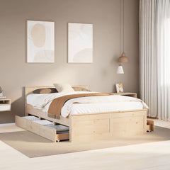 Bed Frame without Mattress with Headboard Length 200 cm Natural 150 cm