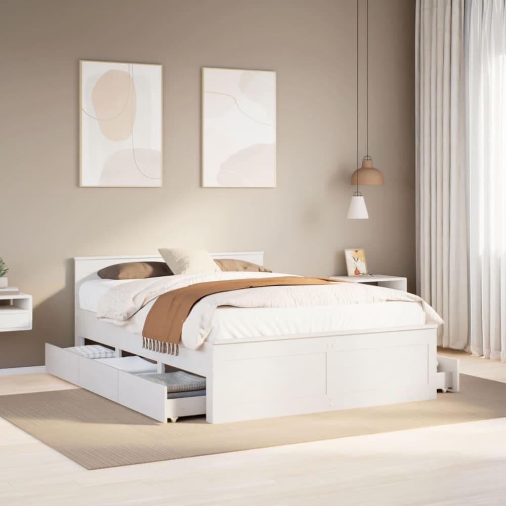 Bed Frame without Mattress with Headboard Length 200 cm White 150 cm