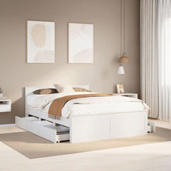 Bed Frame without Mattress with Headboard Length 200 cm White 140 cm