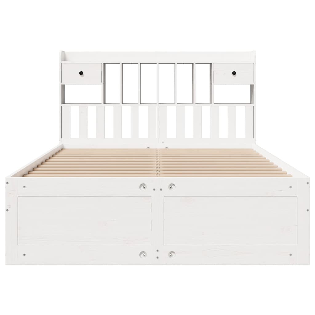 Bookcase Bed without Mattress Solid Wood Pine White 140 cm 200 cm