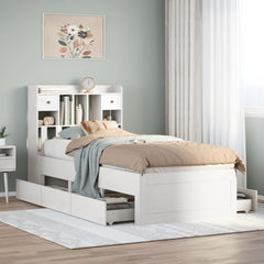 Bookcase Bed without Mattress Solid Wood Pine White 75 cm 190 cm