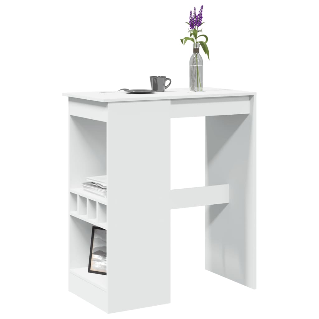 vidaXL Bar Table with Racks White 90x47.5x103.5 cm Engineered Wood 1