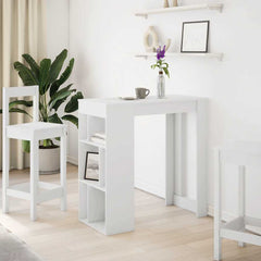 vidaXL Bar Table with Racks White 102x50x103.5 cm Engineered Wood 3
