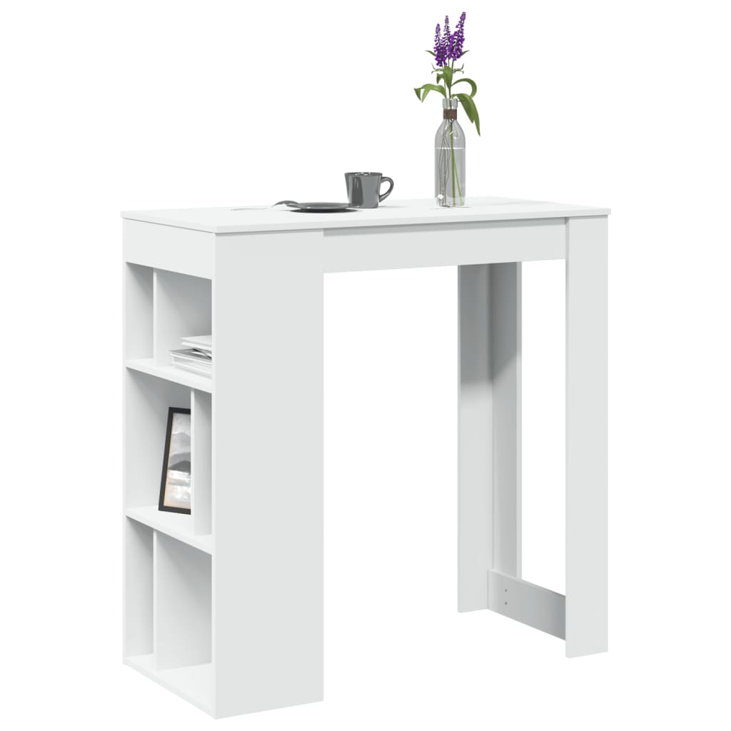 vidaXL Bar Table with Racks White 102x50x103.5 cm Engineered Wood 1