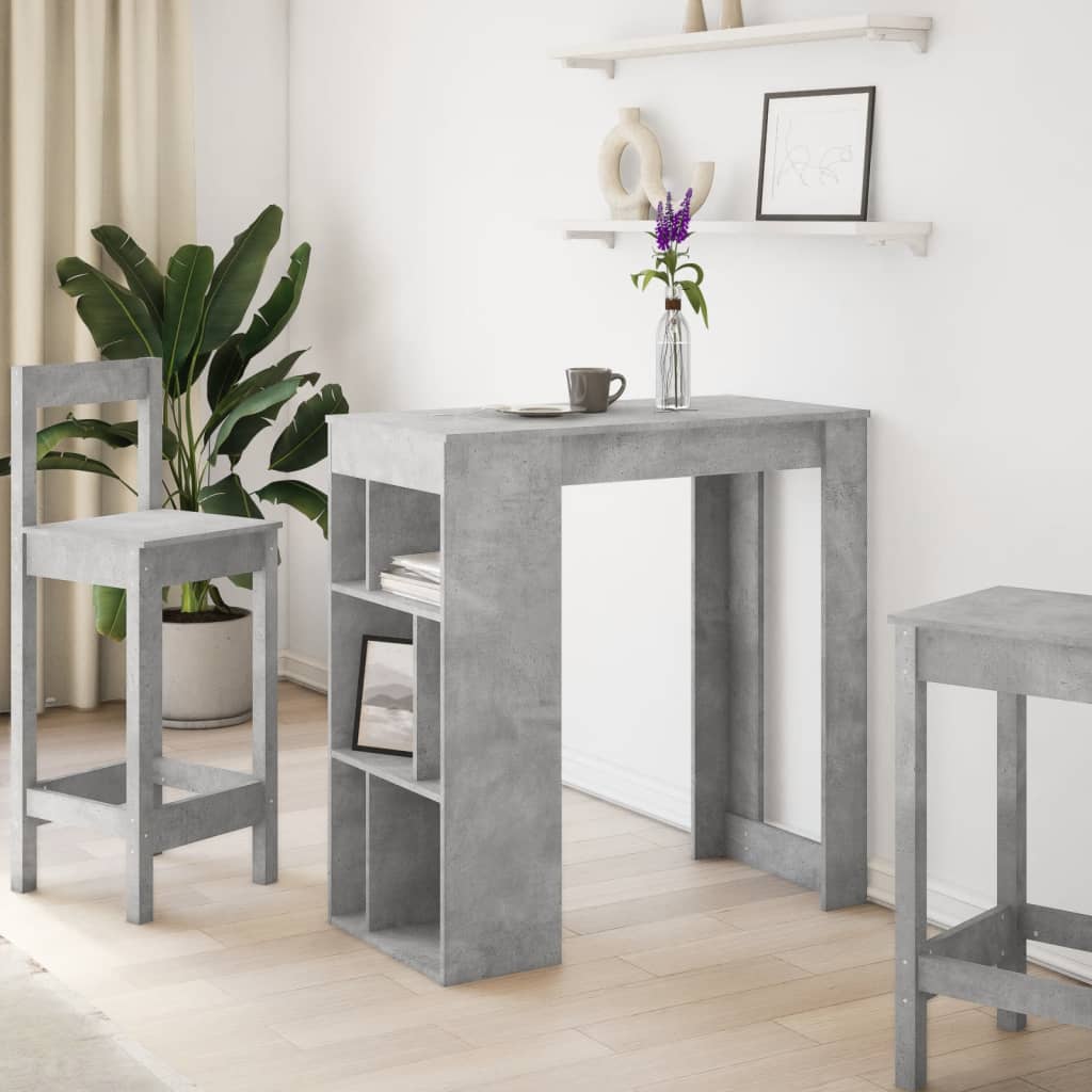 vidaXL Bar Table with Racks Concrete Grey 102x50x103.5 cm Engineered Wood 3