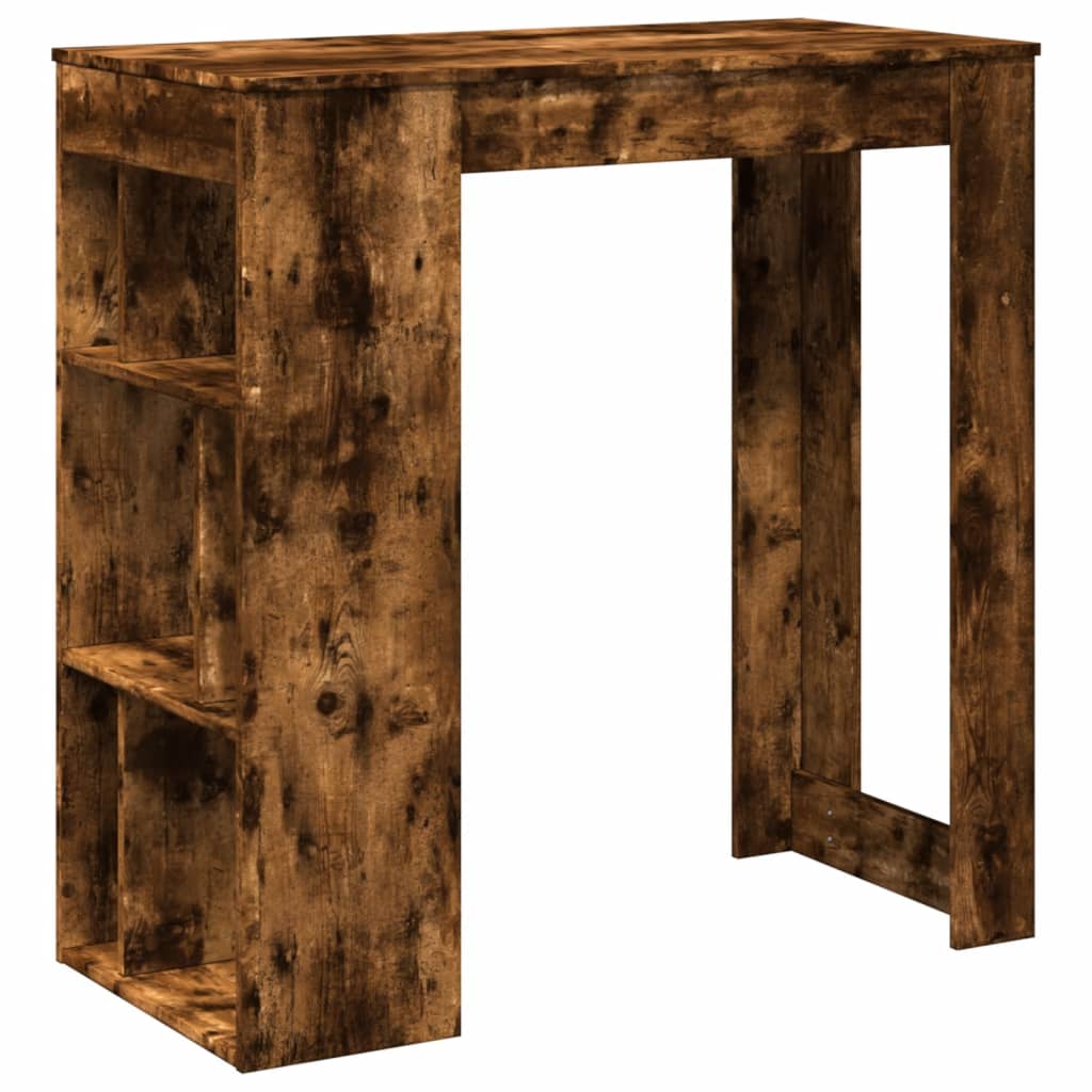 vidaXL Bar Table with Racks Smoked Oak 102x50x103.5 cm Engineered Wood 2