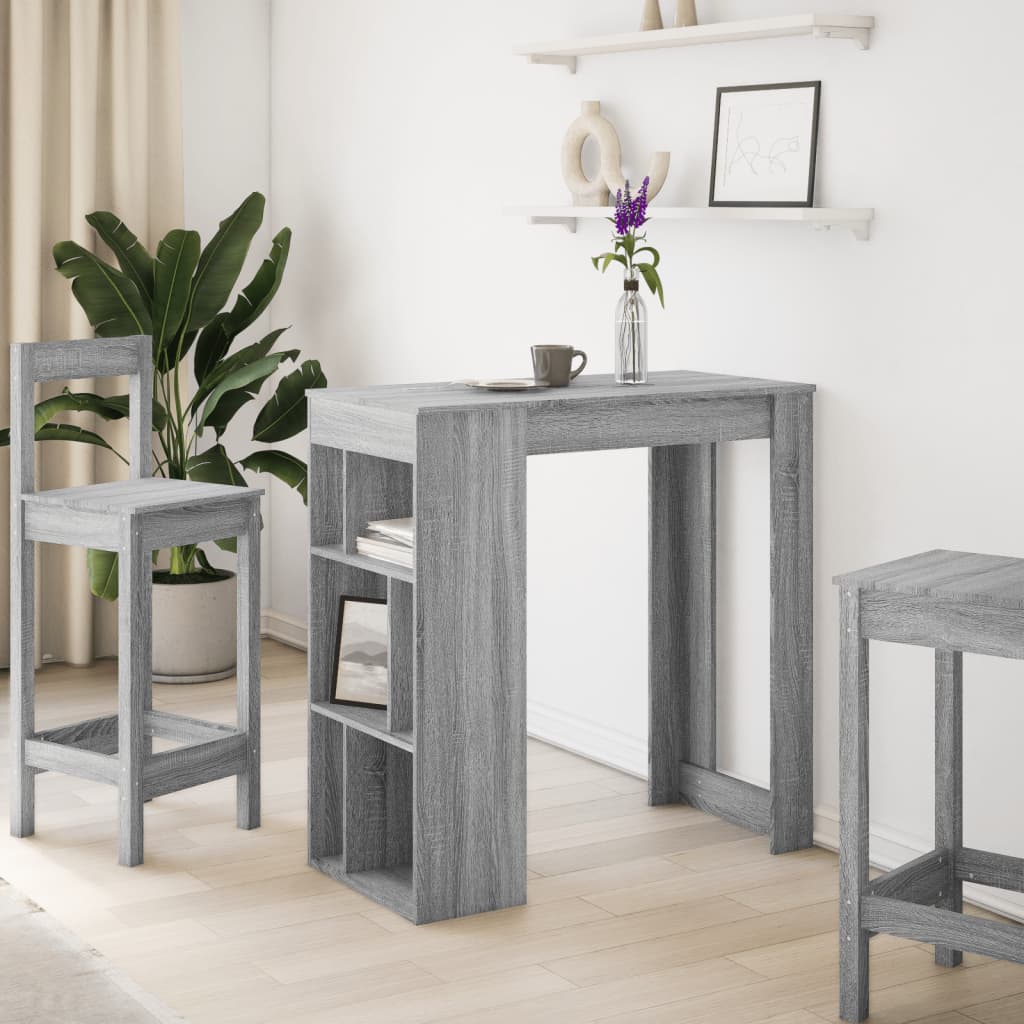 vidaXL Bar Table with Racks Grey Sonoma 102x50x103.5 cm Engineered Wood 3