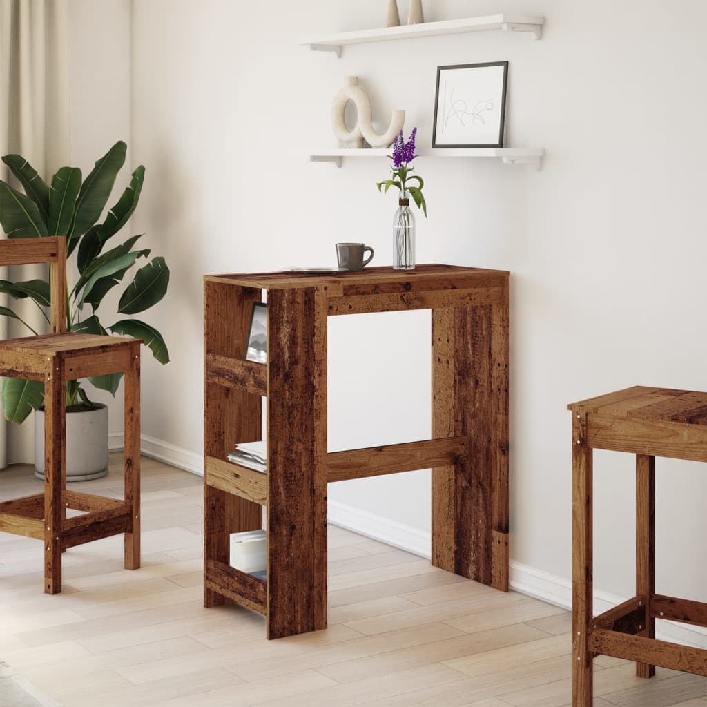 vidaXL Bar Table with Racks Old Wood 90x40x103.5 cm Engineered Wood 3