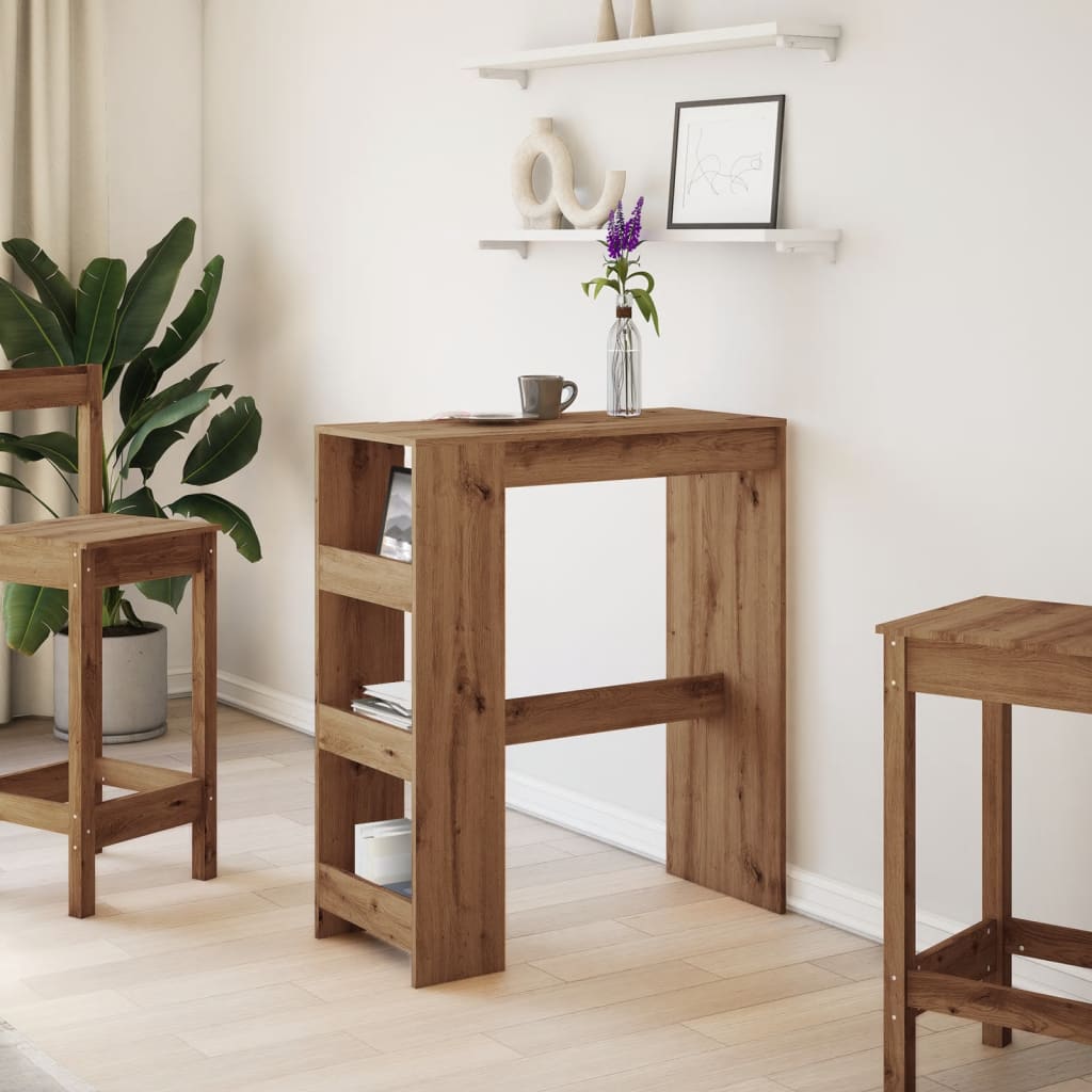 vidaXL Bar Table with Racks Artisan Oak 90x40x103.5 cm Engineered Wood 3