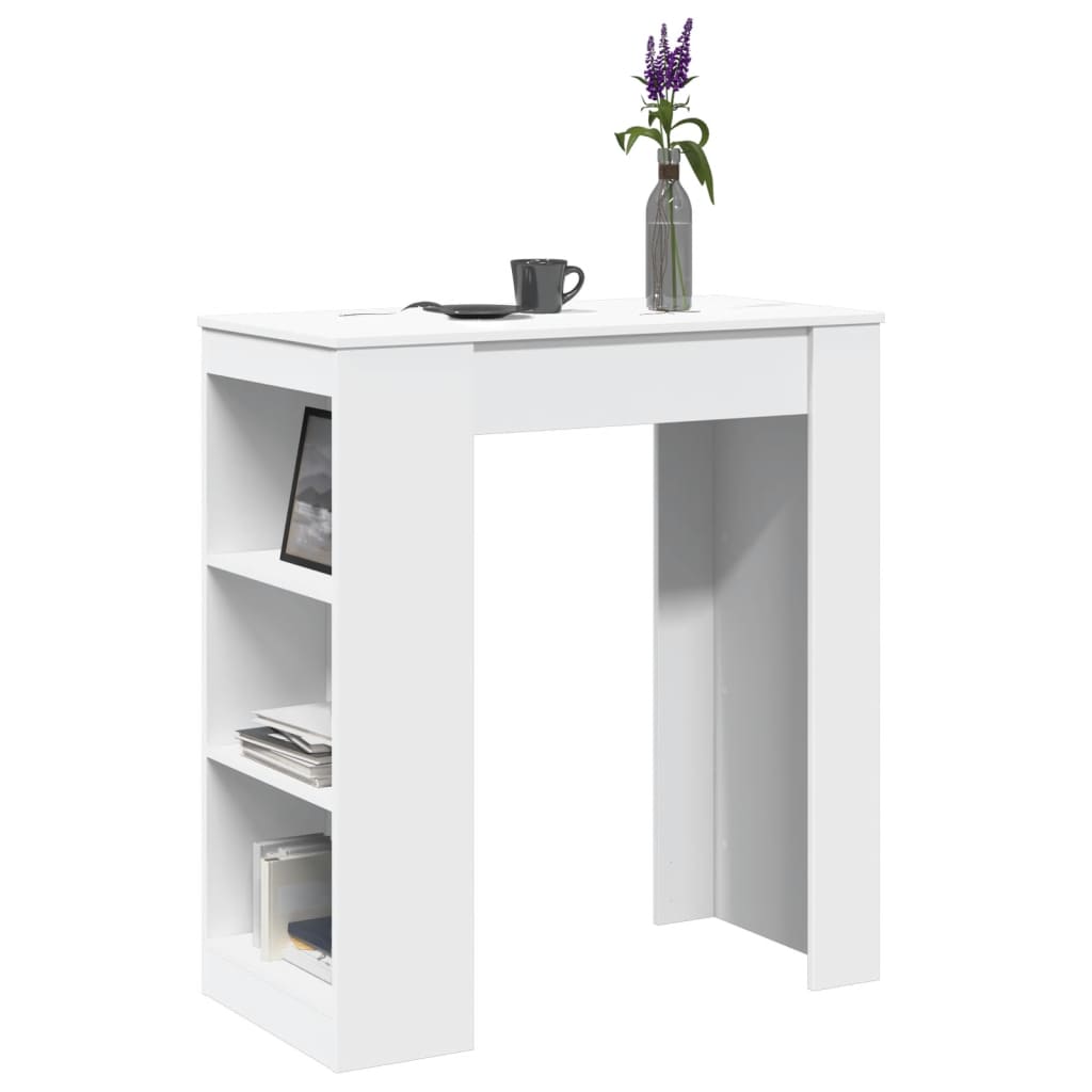 vidaXL Bar Table with Racks White 95x47x103.5 cm Engineered Wood 1