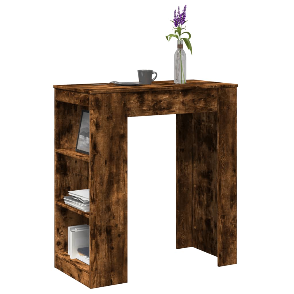 vidaXL Bar Table with Racks Smoked Oak 95x47x103.5 cm Engineered Wood 1