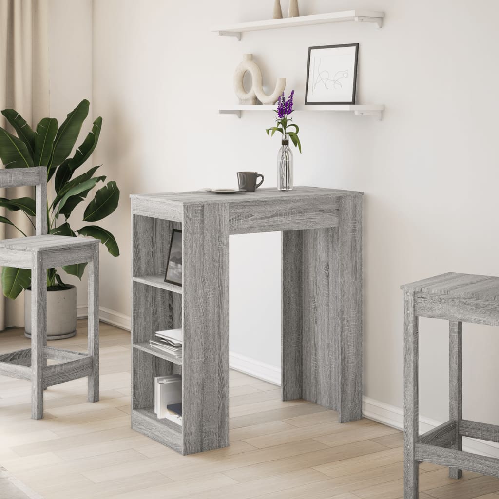 vidaXL Bar Table with Racks Grey Sonoma 95x47x103.5 cm Engineered Wood 3