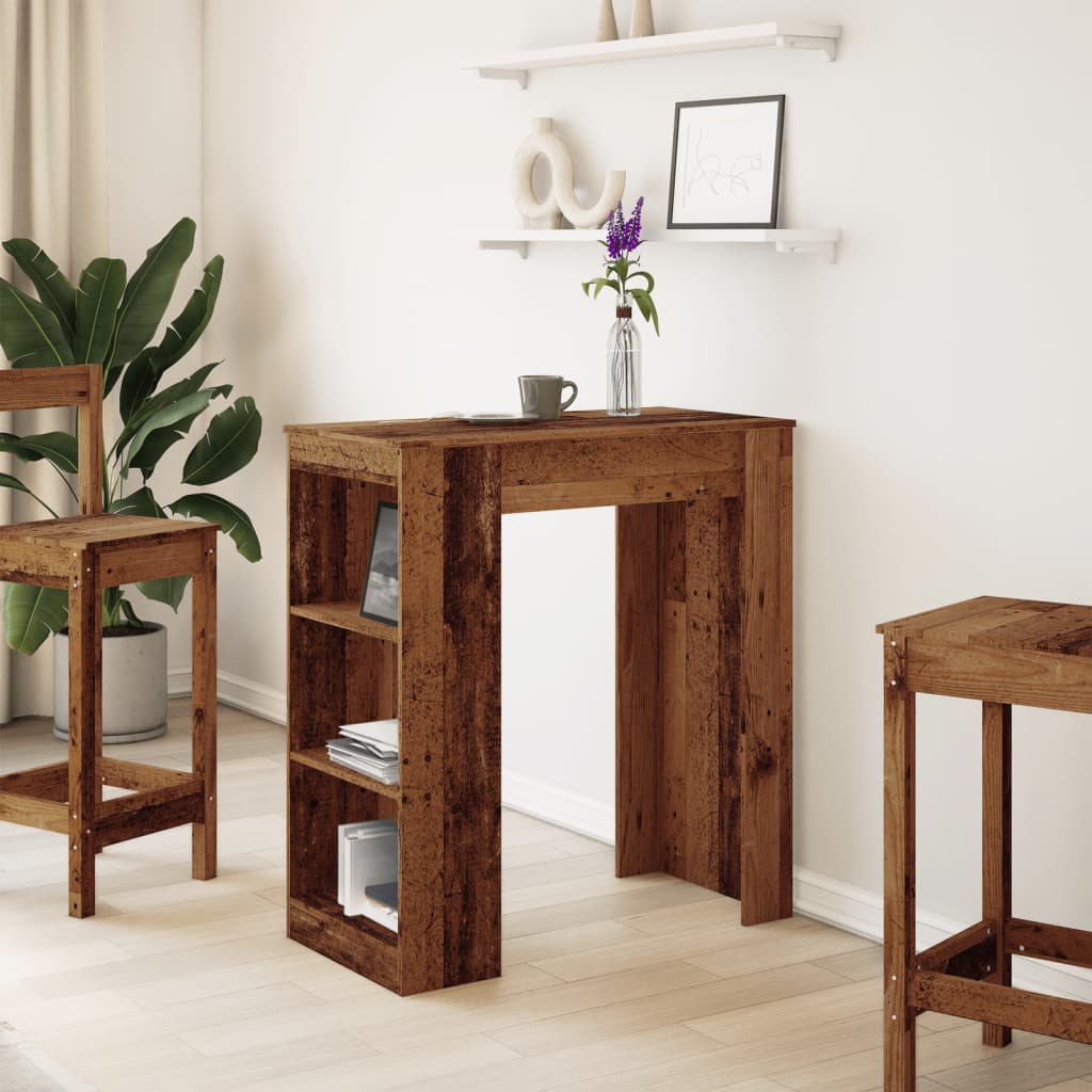 vidaXL Bar Table with Racks Old Wood 95x47x103.5 cm Engineered Wood 3