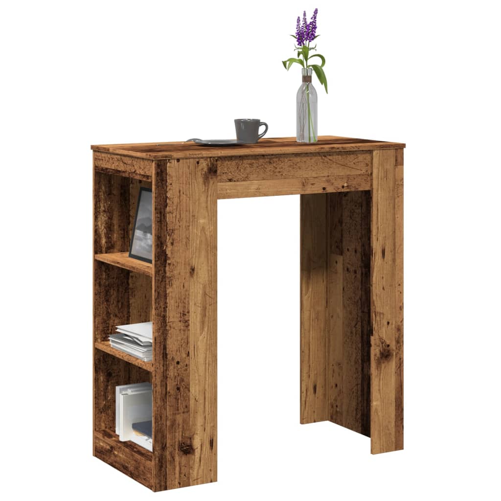 vidaXL Bar Table with Racks Old Wood 95x47x103.5 cm Engineered Wood 1