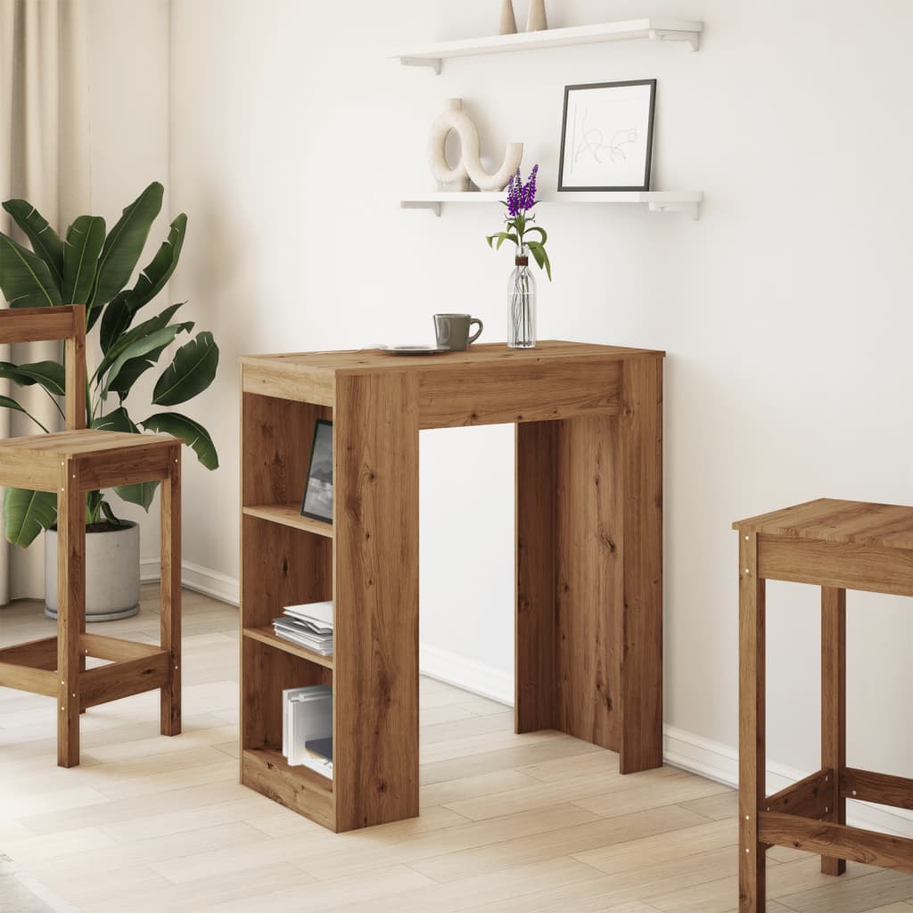 vidaXL Bar Table with Racks Artisan Oak 95x47x103.5 cm Engineered Wood 3