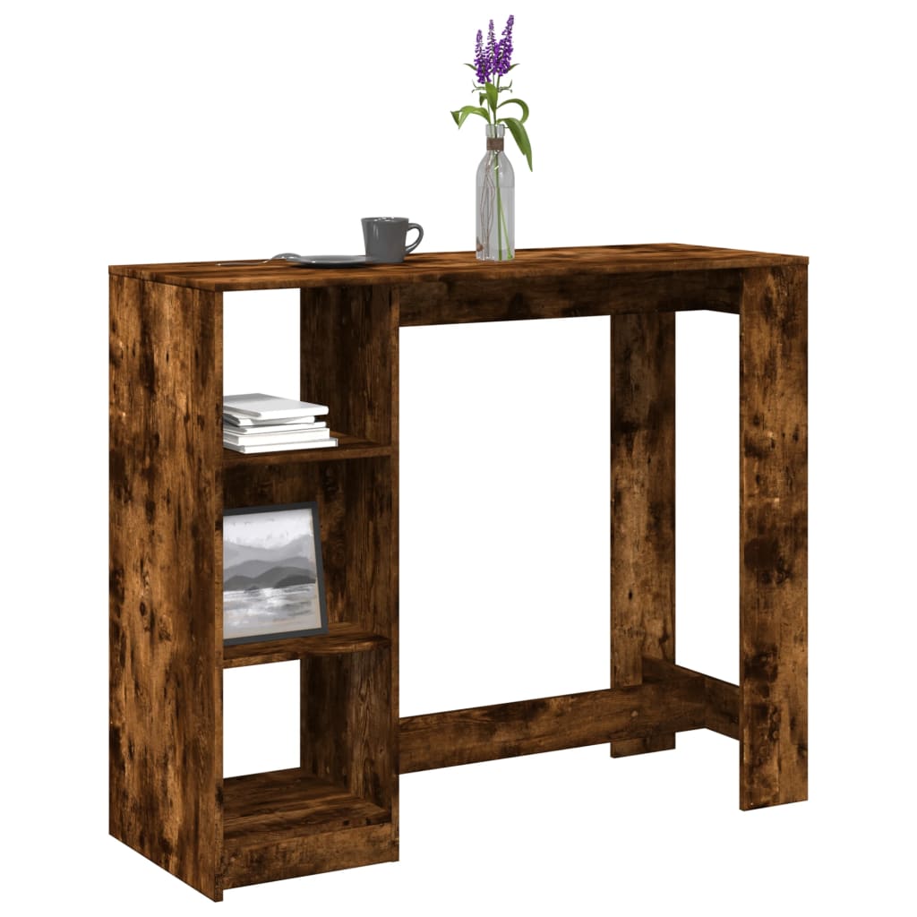 vidaXL Bar Table | Smoked Oak | Engineered Wood | 124x46x103.5 cm | Storage 1