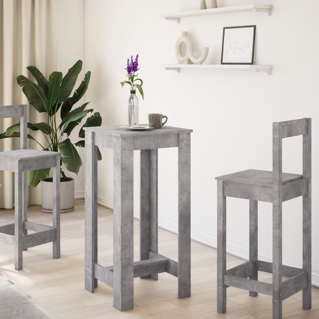 vidaXL Bar Table Concrete Grey 51x50x103,5 cm Engineered Wood 3