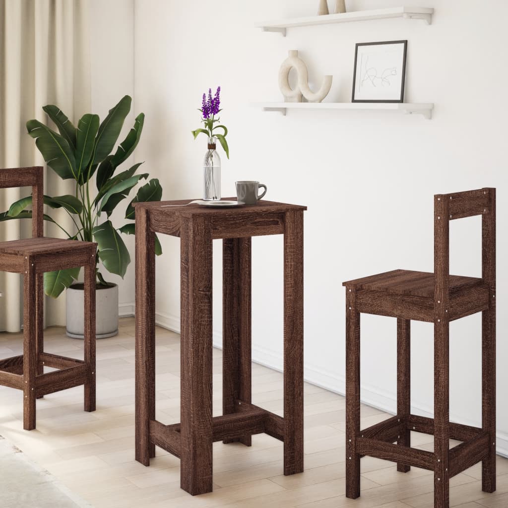 vidaXL Bar Table Brown Oak 51x50x103,5 cm Engineered Wood 3
