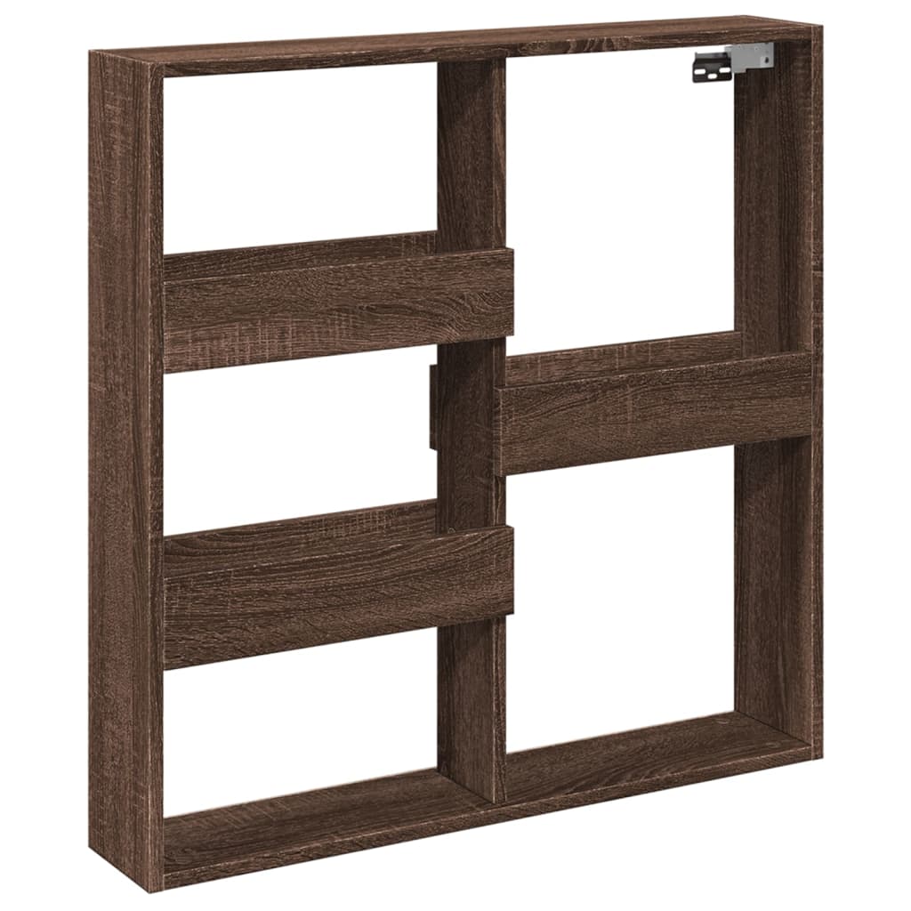 vidaXL Wall Cabinet Brown Oak 80x15x80 cm Engineered Wood 2