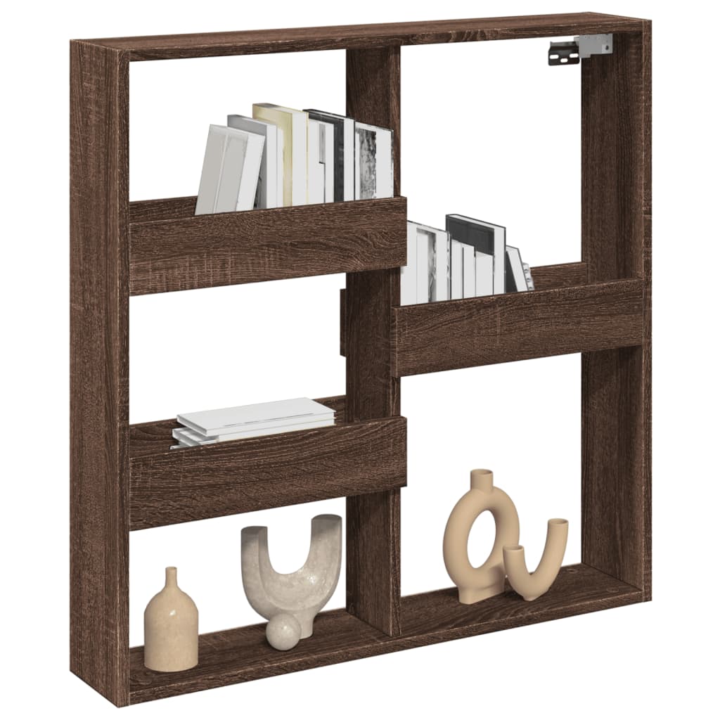 vidaXL Wall Cabinet Brown Oak 80x15x80 cm Engineered Wood 3