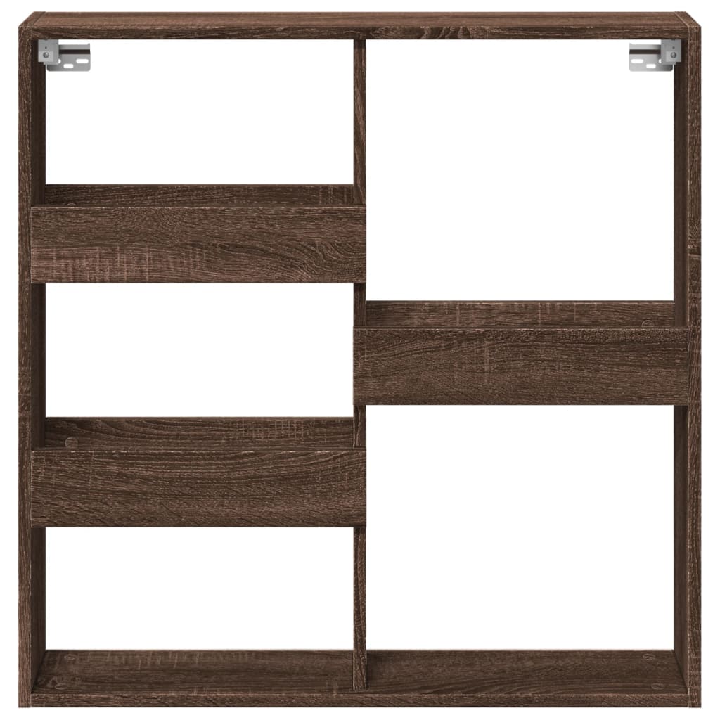 vidaXL Wall Cabinet Brown Oak 80x15x80 cm Engineered Wood 4