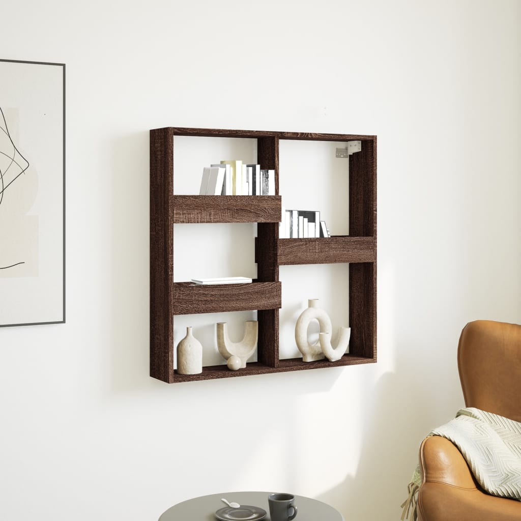 vidaXL Wall Cabinet Brown Oak 80x15x80 cm Engineered Wood 1