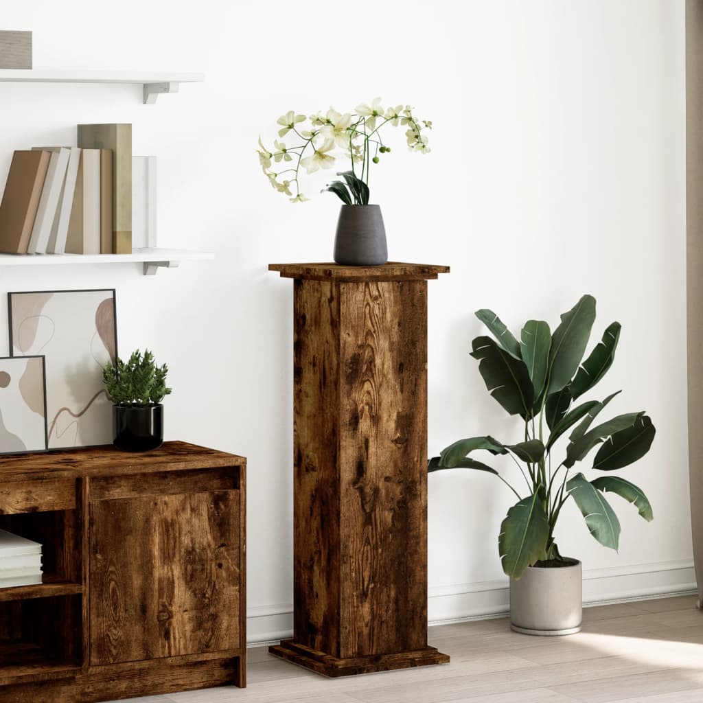 vidaXL Display Stand with Storage Smoked Oak 31x30x90 cm Engineered Wood 1