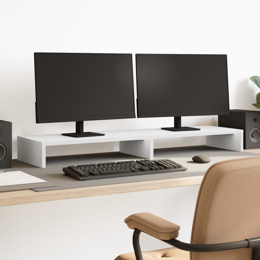 vidaXL Monitor Stand White 100x27x10 cm Engineered Wood 1