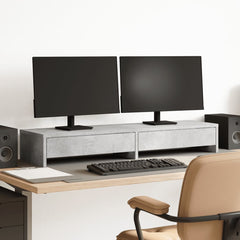 vidaXL Monitor Stand with Drawers Concrete Grey 100x27x15 cm Engineered Wood 1