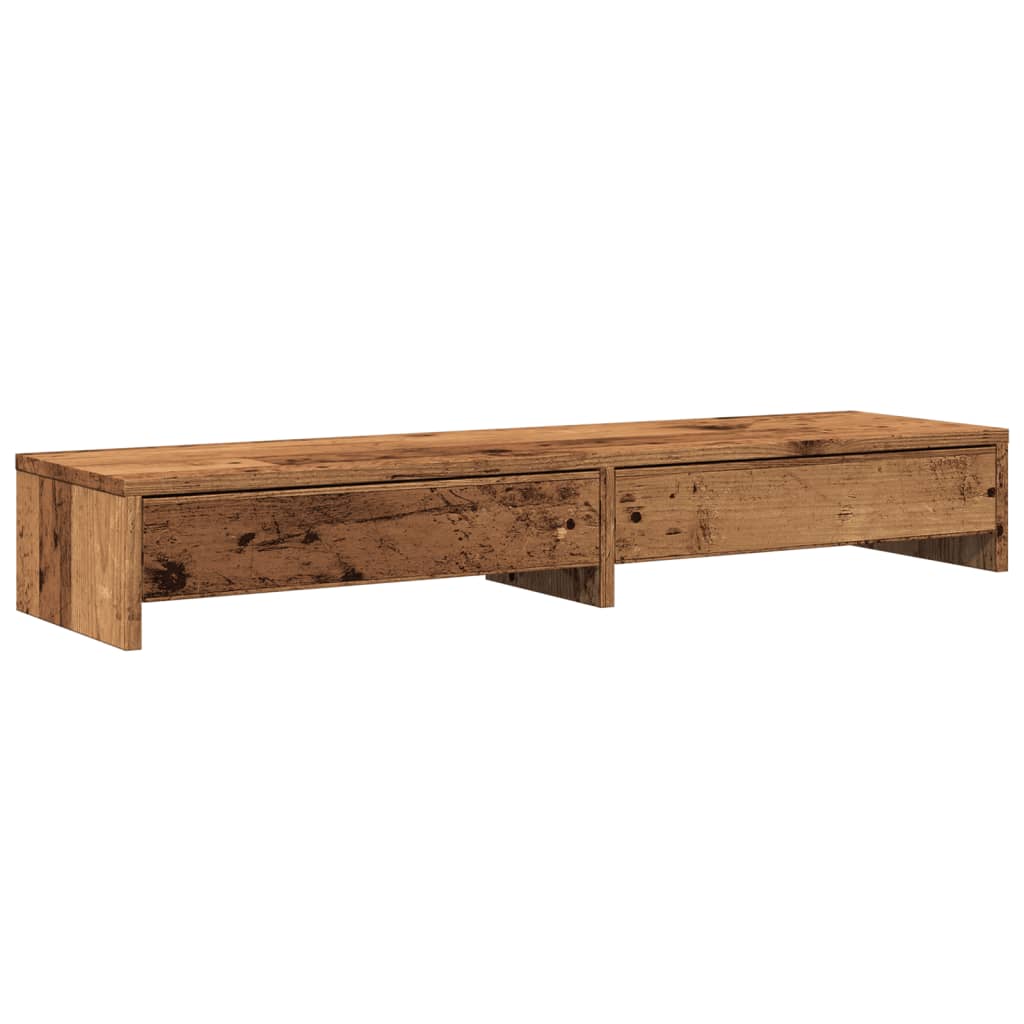 vidaXL Monitor Stand with Drawers Old Wood 100x27x15 cm Engineered Wood 2