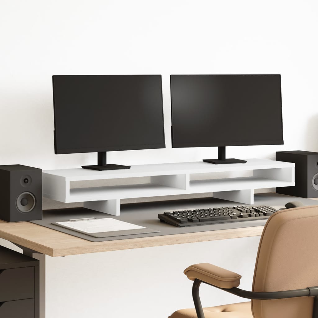 vidaXL Monitor Stand White 100x27x15 cm Engineered Wood 1