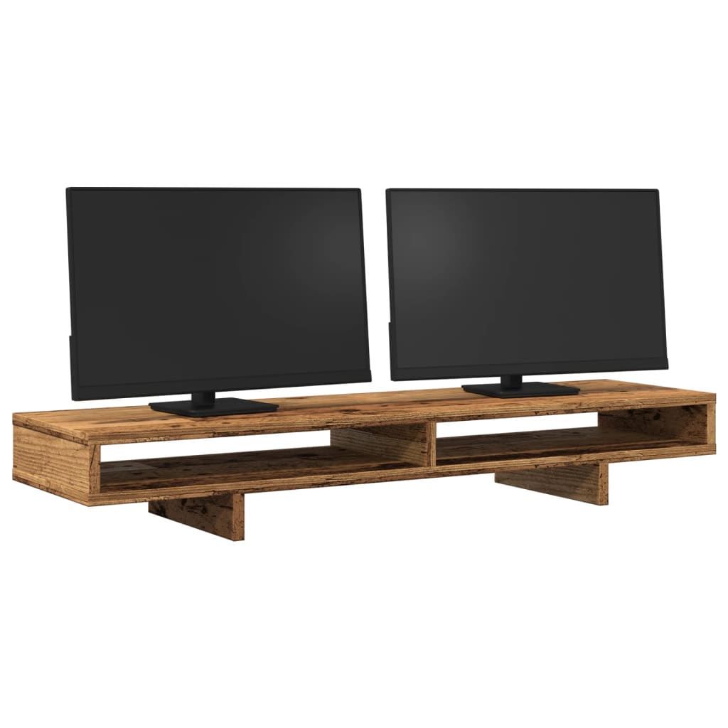 vidaXL Monitor Stand Old Wood 100x27x15 cm Engineered Wood 3