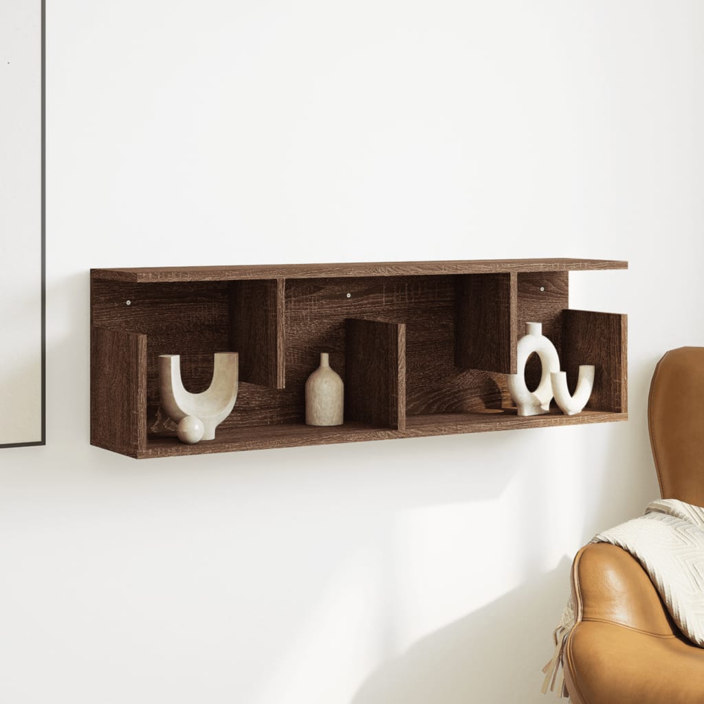 vidaXL Wall Cabinet 100x20x30 cm Brown Oak Engineered Wood 3
