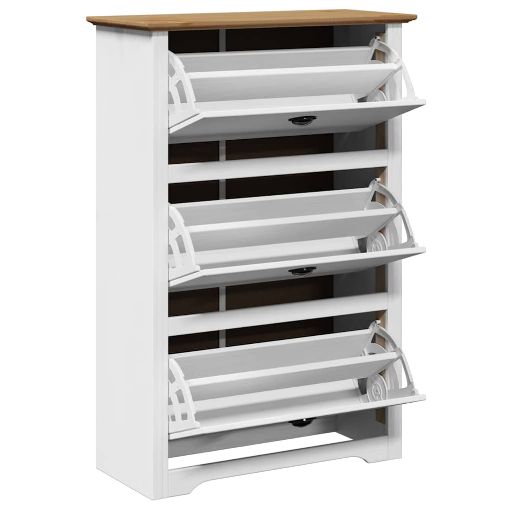 vidaXL Shoe Rack BODO White and Brown 80x35x118 cm 5