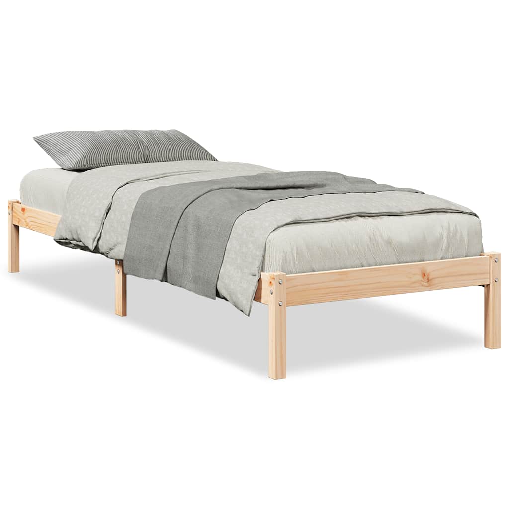 Extra Long Bed Frame without Mattress Length 210 cm Natural 90 cm