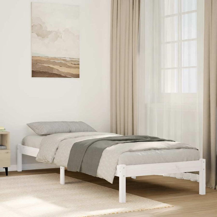 vidaXL Extra Long Bed Frame without Mattress White 90x210 cm Solid Wood Pine 1