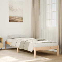 Extra Long Bed Frame without Mattress Length 220 cm Natural 80 cm