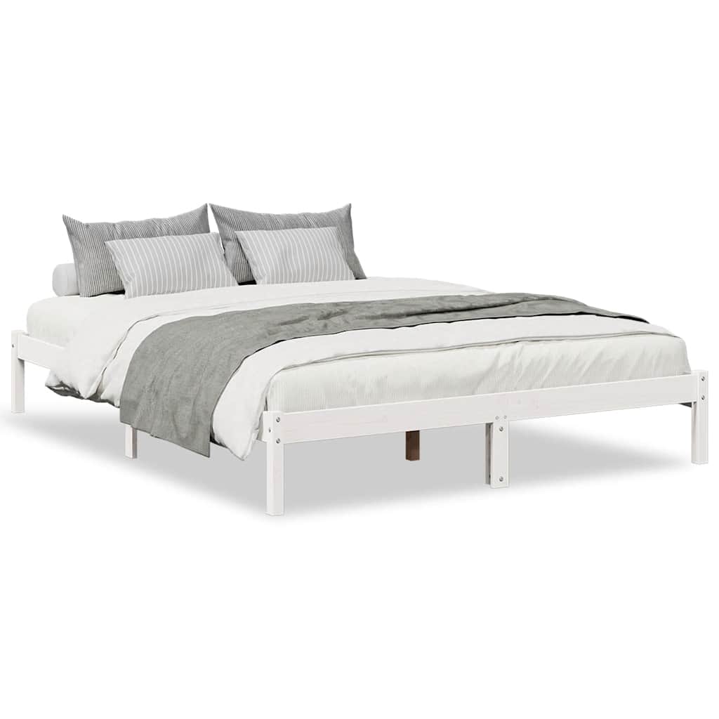 vidaXL Extra Long Bed Frame without Mattress White 140x220 cm Solid Wood Pine 2