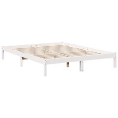 Extra Long Bed Frame without Mattress Length 220 cm White 140 cm