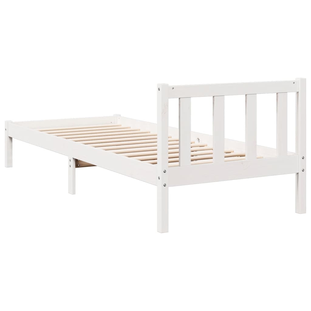 vidaXL Extra Long Bed Frame without Mattress White 100x210 cm Solid Wood Pine 5