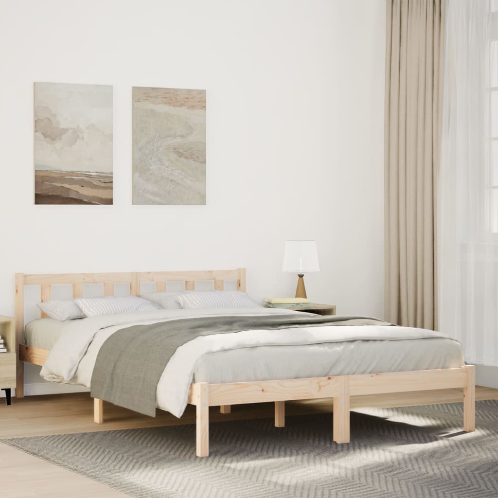 vidaXL Extra Long Bed Frame without Mattress Solid Wood Pine Natural