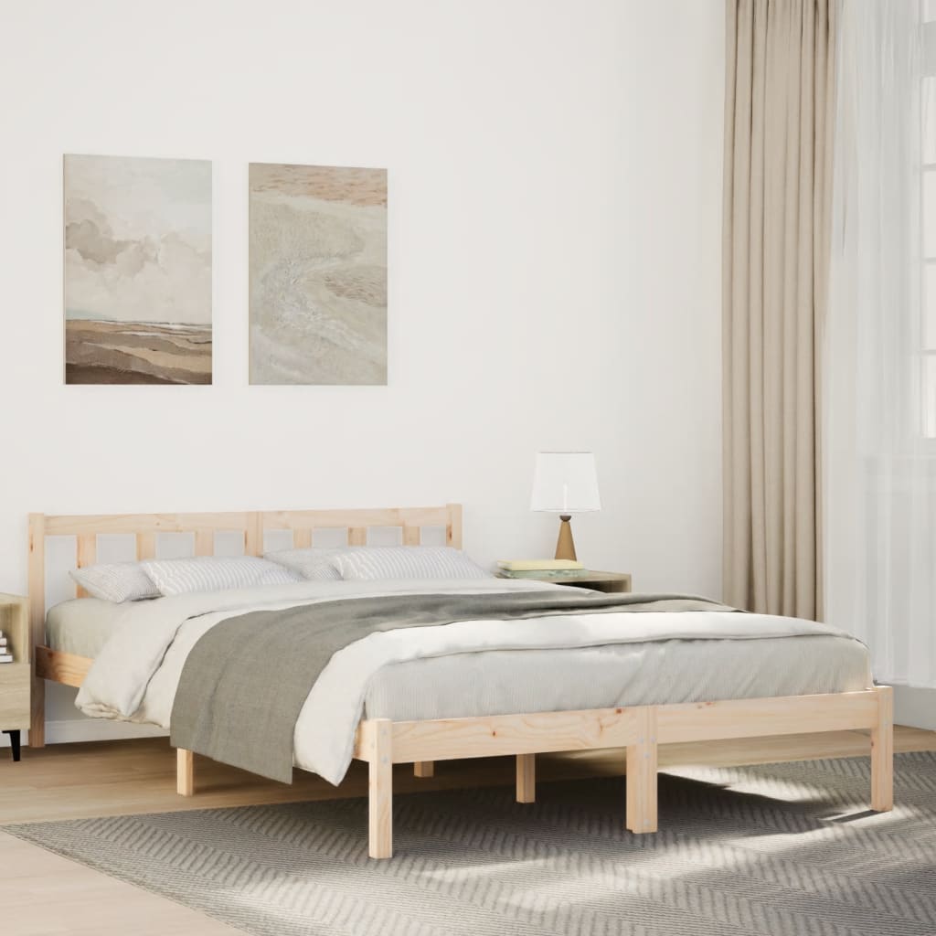 vidaXL Extra Long Bed Frame without Mattress Solid Wood Pine Natural
