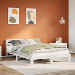 Bed Frame without Mattress Solid Wood Pine Length White