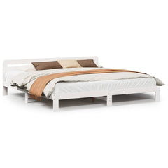 Bed Frame without Mattress Solid Wood Pine Length 200 cm White 180 cm