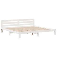 Bed Frame without Mattress Solid Wood Pine Length 200 cm White 180 cm