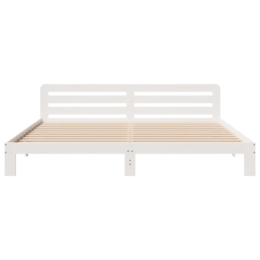 Bed Frame without Mattress Solid Wood Pine Length 200 cm White 180 cm