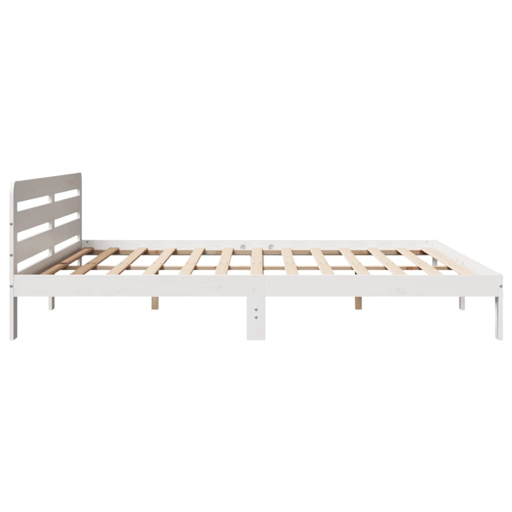 Bed Frame without Mattress Solid Wood Pine Length 200 cm White 180 cm