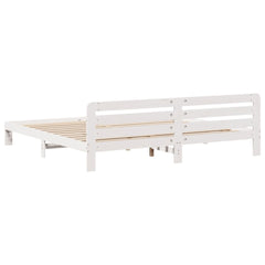 Bed Frame without Mattress Solid Wood Pine Length 200 cm White 180 cm