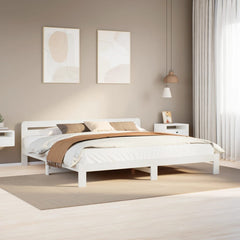 Bed Frame without Mattress Solid Wood Pine Length 200 cm White 180 cm