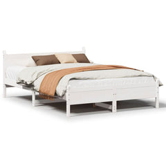 Bed Frame without Mattress Solid Wood Pine Length 200 cm White 150 cm